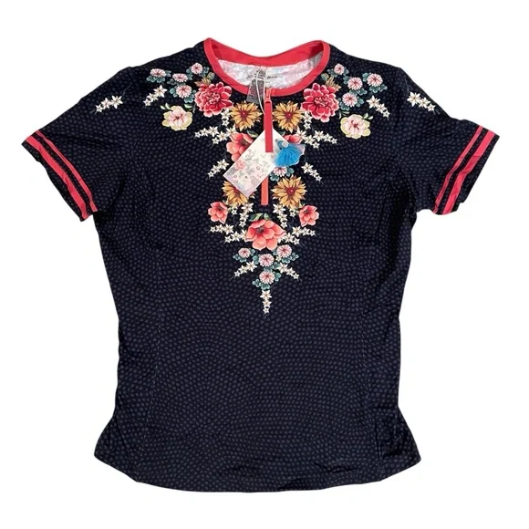 Johnny Was MIA Sporty Surf Shirt Floral Size Medium NWT and Box! - Picture 5 of 8